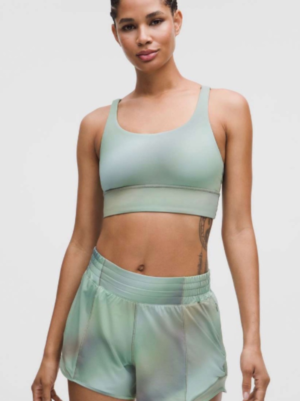 NWT Lululemon Energy Longline Bra Chroma Drift Green Multi Size 12